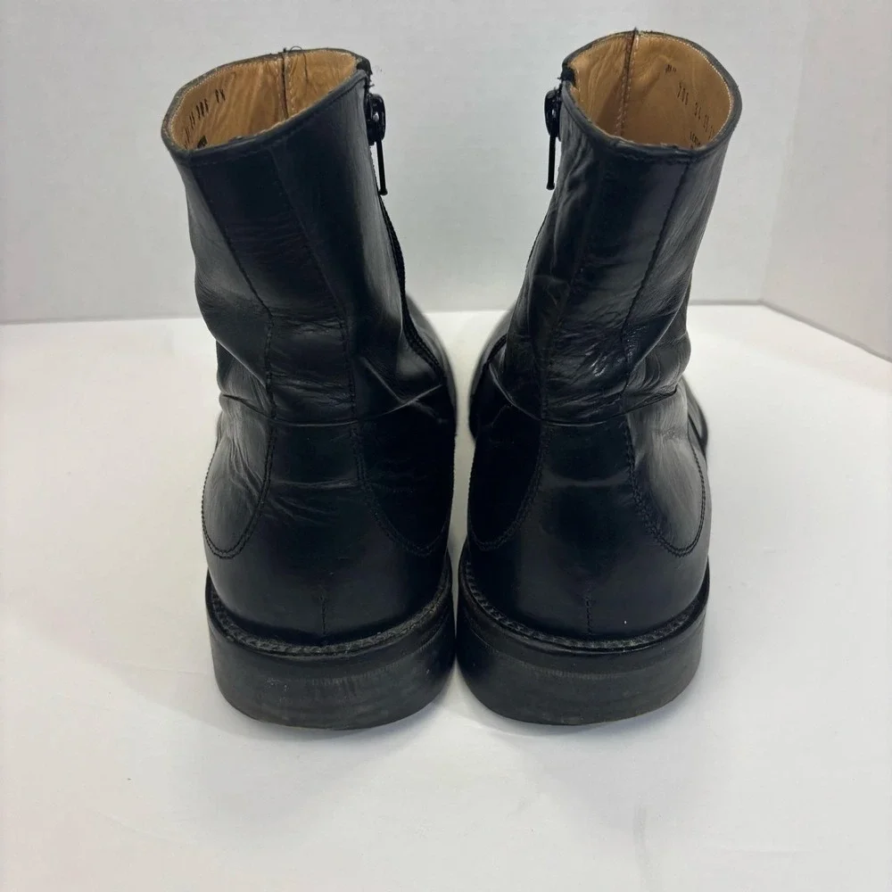 Vtg Kenneth Cole Collection Ankle Boots Mens 8.5 Black Leather Zip Italy Square